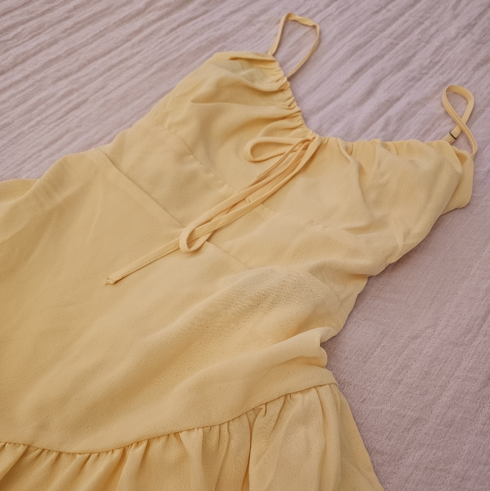 Forever 21 Light Yellow Tie-Front Dress